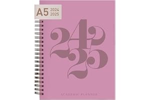 RILEYS & CO Riley's Planner 2024-2025 Academic Year, 18-Month Curly Weekly Planner - Playful Weekly & Monthly Agenda Planner, Soft Cover, Notes Pages, Twin-Wire Binding (21 x 15 cm, Pink)