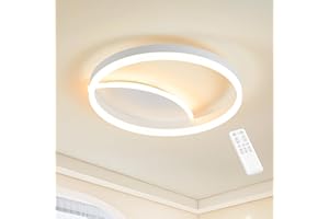 MOUNM Plafoniera LED Soffitto Dimmerabile 3000K-6000K, Lampadario Soggiorno, 36W Alluminio + acrilico, Camera da Letto con Telecomando, Salone 40 * 40cm