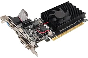 Jiawu Tarjeta Gráfica, GT 610 1GB 64 bit DDR3 Game Graphics Card, Support PCI Express X16 2.0 Single Fan Low Profile Graphics Card, Computer Gaming GPU con HDMI, VGA, DVI Output