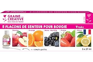 MTD DTM - Loisirs créatifs - Parfum pour bougie et savon - lot de 5 flacons de 27ml - fruits