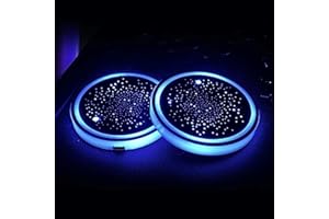 BESREEY 2-Pack LED Car Cup Holder Lights Coaster - 6.8x6.8x1cm Drink Coaster with Illuminated Base
