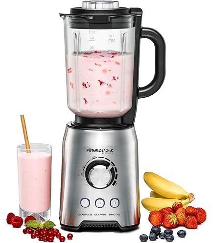 AEG TB6-1-6ST Standmixer/Geschwindigkeitsanpassung/3 Programme/ Smoothie/Crushed Ice/Pulsfunktion/Drehknopf Tasten/6-Klingen Edelstahlmesser/1400W/1,75l Glaskrug Gebürster Stahl/Granit Grau