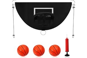 TOYMIS Trampolin Basketballkorb, Abreißrand zum Eintauchen TrampolinBasketballaufsatz mit Mini Basketbällen TrampolinZubehör für Kinder Erwachsene Innen und Außenbereich (Schwarz)