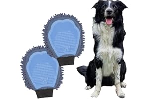Gogotool 2in1-Fellpflege-Handschuh - Sanftes Streicheln, gründliches Bürsten & schnelles Trocknen für Hunde und Katzen - 2 Stück