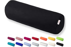 ‎BETIES beties Basic Nackenrollenbezug ca. 15x40 cm Kissenhülle 100% Baumwolle in vielen fröhlichen Uni-Farben (schwarz)