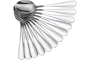 Anpro Lot de 12 Pcs Cuillères à Dessert en Acier Inoxydable, Petites Cuillères pour Prendre du thé, café, Gâteau - 13.7CM de Longueur