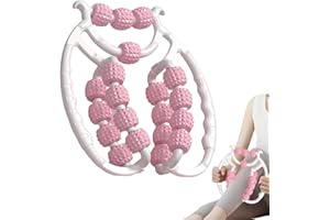 Kouamor Relax Roller 20 roues, 20 ronds, rouleau de massage minceur, bras et jambes, pinces circulaires pour les coudes de golfeur, rouleau de massage musculaire (rose)