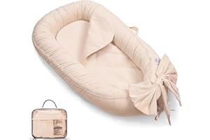 EAQ Baby Nest Pod for Newborn,Baby Sleep Pod Soft Breathable Napping or Traveling for 0-12 Months,Travel & Baby Essential Gift for Newborn (Cream)