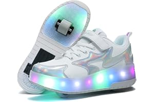 ROLLTONGOZ Scarpe con rotelle da Bambina Scarpe con luci Ragazza Scarpe da LED Ruota Skateboard Sneaker Sportive con Rotelle Automatiche Ruota Multisports Skateboard Sneaker con Ruote per Bambini…
