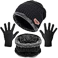 Unique Gold Leafing Studio UGLS Warm Winter Knit Beanie Cap Hat Neck Warmer Scarf and Woolen Gloves Set Skull Cap for Men Women/Winter Cap for Men (3 Piece)