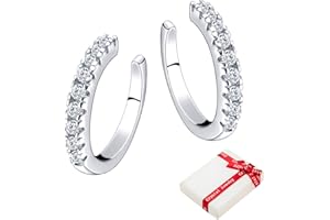 CHINPING Set di orecchini con polsino dell'orecchio in argento sterling 925 per donna, Ear Cuff con clip regolabili in zirconia cubica CZ Pave Piccoli cerchio Gioielli di moda Regalo di compleanno Natale