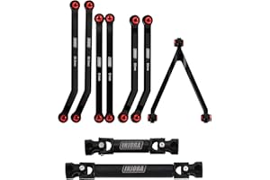 INJORA CNC Alluminio High Clearance Telaio Links e Crawler Drive Shaft per 1/24 RC Crawler LWB 133.7mm Axial SCX24 Bronco C10 JLU Aggiorna Parti,Nero