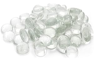 ARSUK Decorative Glass Pebbles, Stones Beads Rounded Gems Flat Marble, Vase Filler, Fire Artificial Crystal Gemstones for Aquarium, Mosaic Tiles Vases Craft, Garden Flowerpot, Landscaping (170-180pcs)
