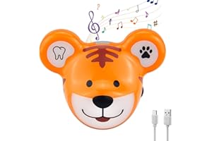 HONWELL LED Luce Denti Timer Spazzolino, Timer Ricaricabile, Timer per il lavaggio delle mani con 12 canzoni, Secchio per lavarsi le mani e i denti per bambini, tigre