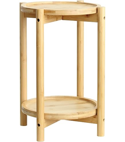 Olly & Rose 2-stöckiger Metall-Pflanzenständer – Mattschwarz, D 31 Cm, H 43 Cm | Als Beistelltisch Oder Couchtisch Nutzbar