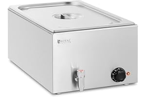 Royal Catering RCBM_GN1/1_3 Bain-Marie Professionnel 600 W bac GN 1/1 perforé Robinet de vidange Bain-Marie INOX