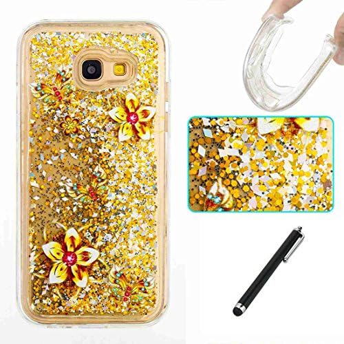 Galaxy A5 2017 Case,Beddouuk Clear Transparent Glitter Flowing Liquid Watter Case Cover with Shinny Floating Stars,3D Creative Luxury Design Bling Crystal Soft TPU Bumper Rubber Protection Cell Phone Case Cover for Samsung Galaxy A5 2017-Pattern#2