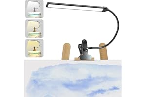 Lamptobe Lampada con Pinza Morsetto per Pittura Artistica, 3 Modalità Colore, 10 Livelli Luminosità, 300lm Luce da Lettura per Dipingere e Disegnare con Braccio Flessibile, Alimentazione USB