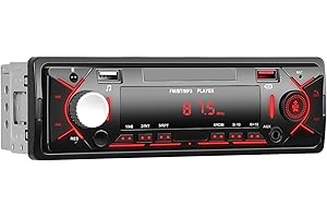 RIMOODY Autoradio 1 Din Bluetooth 5.0 Car Radio avec Bluetooth Mains Libres FM Radio/2 USB/TF/Aux in/RCA Autoradio 1 Din MP3 Player Récepteur Stéréo de Voiture Charge Rapide