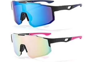 YYUEZHI 2 Stück Schnelle Brille, Sport Sonnenbrille Herren, Polarisierte Fahrradbrille Damen, Selbsttönend, UV400 Schutz, Sportbrille für MTB Rennrad Fahrrad Ski Rave Golf Outdooraktivitäten