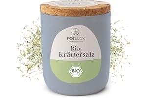 ‎POTLUCK GEWÜRZFREUNDE POTLUCK | Bio Kräutersalz | Meersalz im Keramiktopf | 100g | Vegan, glutenfrei und mit natürlichen Inhaltsstoffen