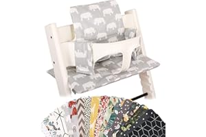 UKJE Cojín Compatible con Stokke Tripp Trapp - Cojín de Asiento Suave para Bebés y Niños Pequeños, Accesorio para Trona, Inserto de Tela de Algodón, Fácil de Instalar (Rinoceronte Gris)