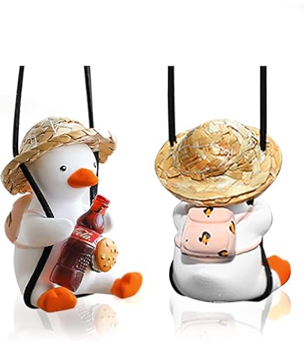 Swinging Eend Auto Hanging Ornament, Auto Hanger Schattige Swing Eend Op Auto Achteruitzicht Spiegel Hanger, Swing Eend Auto Mirror, Swing Eend voor Auto Decoratie Ornament Accessoires Schattig