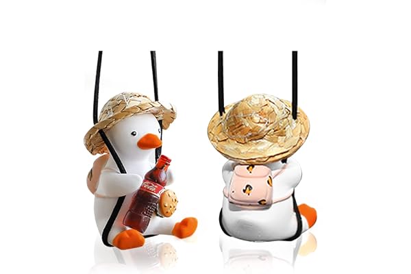 NEUSID Canard Pendentif Suspendu Voiture Ornement Decoration Blanc et Orange Plâtre Occasion Anniversaire