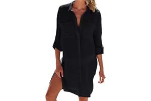 Figarge strandklänning damer bikini cover up sommar pareos sommarklänning damer strand täckande skjorta button-down strandpon