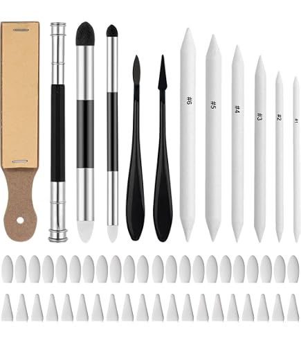 ULTNICE Set Da 12 Sfumini E Tortillon Con Temperamatite Per Disegno E Sketch - 4