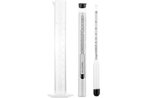 THERMOMETER WORLD Alcolimetro per alcol e spiriti, per misurare la percentuale di alcol nei distillati (0-100%), con idrometro da 23 cm e provetta da 100 ml