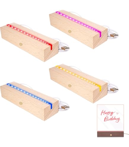 BORDEAG Lot De 4 Bases D'affichage LED - Socle Lumineux LED