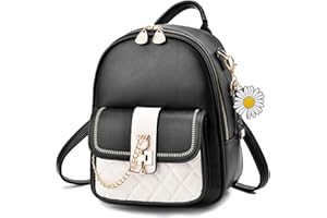 VOHONEY Sac à Dos Femme, Anti-vol Sacs À Bandoulière PU cuir Sac a dos Étanche En PU Sacs D'école Femme/Fille Cartable Sac dos (Sac à Dos Femme pour Noir 1)