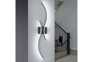 Goeco Applique da Parete Interno 80 cm Lungo Lampada da Parete Moderno in Acrilico 27W Lampada da Muro LED con 2 Tubi Luminosi Luce Fredda 6500 k per Camera da letto Soggiorno Scala Cucina, Nero