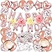 Produktbild Puselo Geburtstagsdeko Rosegold - Happy Birthday Ballon Banner, Geburtstag Konfetti Roségold mit Punkten Tisch Deko Geburtstag Ballons Geburtstag Party Dekoration für Frauen Mädchen