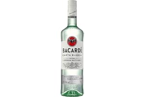 BACARDÍ Carta Blanca Superior White Rum, 37,5 % vol., 100 cl / 1 L, rhum emblématique des Caraïbes, idéal pour la réalisation de cocktails
