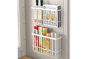 EigPluy 2 Piezas Caja De Almacenamiento De Puerta De Cocina,Adhesivo Caja De Almacenamiento Montada En Pared,Armarios/Baños/Refrigeradores Caja de Organización de Artículos Diversos (Blanco)