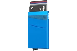 VULKIT etui na karty z kieszonką na pieniądze - portfel z blokadą RFID - wąskie metalowe etui na karty bankowe pomieści 5 kart i banknoty
