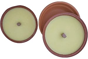 ROCK AND BABY Vela Citronela Antimosquitos ø 16,5 cm (6,5") en Plato Terracota + Recambio - Maceta Barro Cocido Natural - Velas Antimosquitos Grandes 200 g - Duración 10 Horas