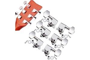 SDFAA 6 Piezas Clavijas de Afinación de Guitarra, Cabezales de máquina de guitarra, Sintonizadores cabeza máquina, Afinador de Cabezas de Máquina Duraderas de Metal 3L3R, para Guitarra (Plateado)