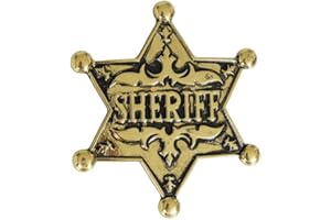 FIESTAS GUIRCA Etoile de Sheriff I Broche Doré Badge Métal I Déguisement Cowboy I Accessoire Wild West I Cosplay Carnaval Halloween I Jeu De Rôle