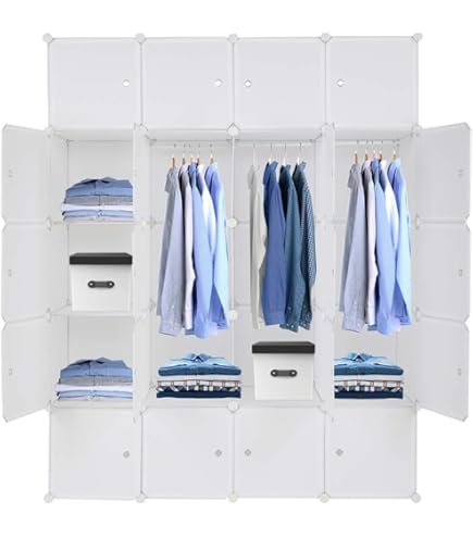 Home Collective Modularer Kleiderschrank - Platzwunder Mit 6 Regalen & 2 Kleiderstangen