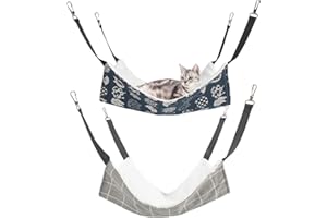 elook Cat Hammock Bed, 2PCS Plush Hanging Hammock, Rabbit Bed Guinea Pig Hammock, Easy to Install, Fits Small Animals - 35cm x 35cm