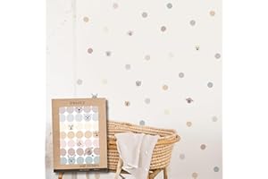 TRESXICS Adesivi Murali Bambini Pois Facce Animali, 70 Pezzi, Carta da Parati Adesiva Muro Originale e Resistente, Effetto Carta da Parati per Bambini, Facile Applicazione e Removibile (Pastello)