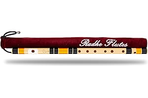 Radhe Flutes PVC-Faser, naturfarben, Rechtshänder, mit Samtbezug, Farbvariation + kompletter Flöten-Anfänger-Online-Kurs in Hindi und Englisch (Orange und Schwarz)