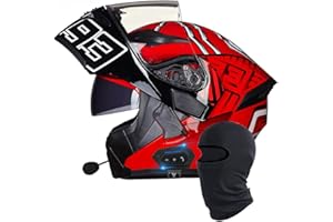 Letetexi Flip Up Bluetooth Motorbike Helmet with ECE Approved Racing Crash Helmets with Double Visor Anti-Fog Anti-UV for Adult Men Women Modular Motorcycle Helmets with Mask 55~65cm
