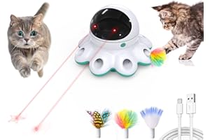 GoldenSun Automatic Cat Toy, 2-in-1 Interactive Cat Toys for Indoor Cats, Automatic Cat Toy, 8 Holes Mice Whack A Mole Moving Feather, USB Rechargeable Electronic Kitten Toys for All Breeds Green