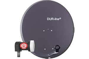 DUR-line MDA 80 Anthrazit - Digiatale 1 Teilnehmer Satellitenschüssel Komplett-Anlage mit +Ultra Single - LNB [Camping, Astra 19,2°, DVB-S/S2, Full HD, 4K, 3D]