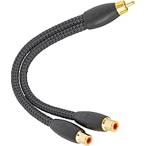Alnicov Set van 4 vergulde RCA Y-splitteradapters, 1 stekker naar 2 Y-aansluiting voor subwoofer, stereo-versterker in de auto, tv, enz