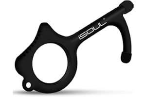 iSOUL Contactless Door Opener Tool, Antimicrobial Hygiene Keychain, EDC Ergonomic Hook No Touch Key Safety Tool for Outdoor Public Door Handle Closer Touchscreen Button ATM & Mobile Stylus